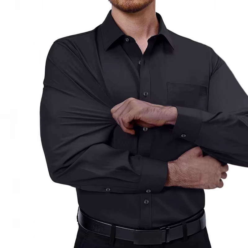 Spring High Stretch Shirt for Men, Long Sleeved Slim Fit Business Suit, Hanging White, No Iron, Silky Smooth Elastic Shirt